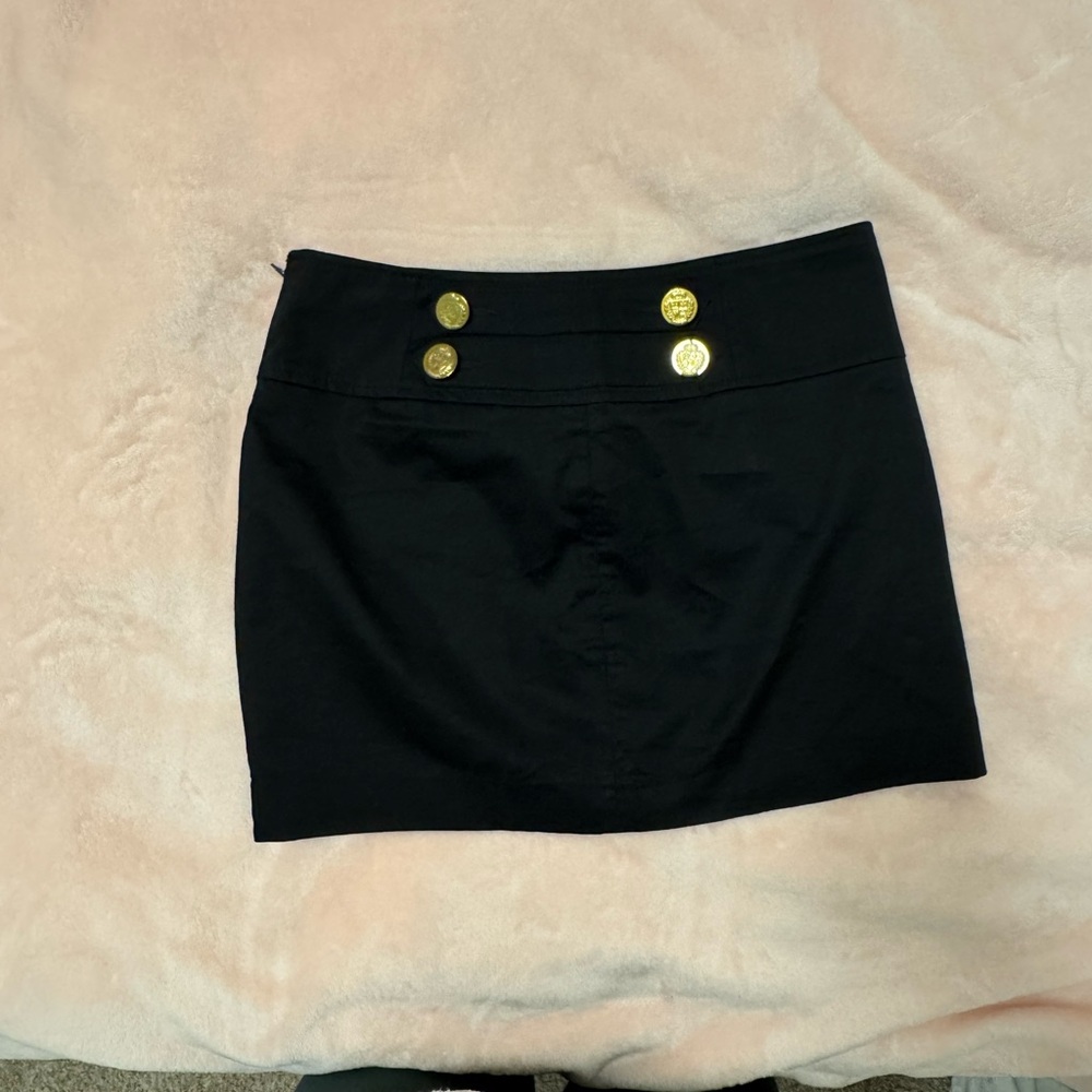 Y2K Express Black Mini Skirt with gold button details